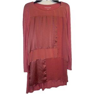 Soft Surroundings Women’s Pink Mixed Media Silk Road Long Sleeve Tunic Top Sz S